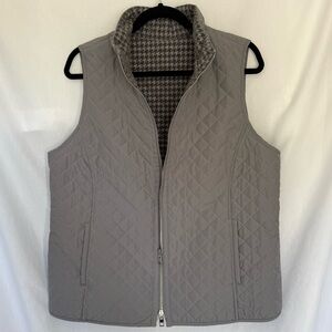 Chico’s Gray & Houndstooth Quilted Reversible Vest